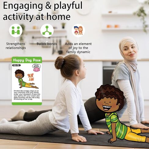 gisgfim Yoga Cards 30 Yoga Poses Fun Cartoon Workout Positions Flash Cards for Home Gym Use Beginners Advanced Learners Educational Activities Memory Game Promotes Mindfulness and Relaxation in Saudi Arabia