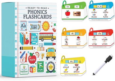 Phonogram Flash Cards - Phonics Flash Cards - Learn to Read - CVC Reading Flashcards for Kids Ages 5-8 - Phonics Games - Homeschool Preschool Kindergarten First Second Grade Learning Activities in Saudi Arabia