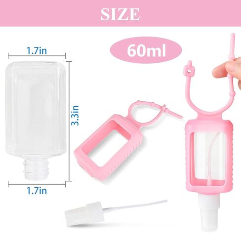2oz Hand Sanitizer Travel Size Holder, Travel Keychain Bottles Sanitizer Holder Refillable Squeeze Containers for Kids and Adult (2oz, 5 Pack) in Kuwait