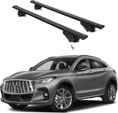 ERKUL Roof Rack Cross Bars for Infiniti QX55 2022-2025 | Aluminum Crossbars with Anti Theft Lock for Rooftop | Compatible with Flush Rails - Black in Saudi Arabia