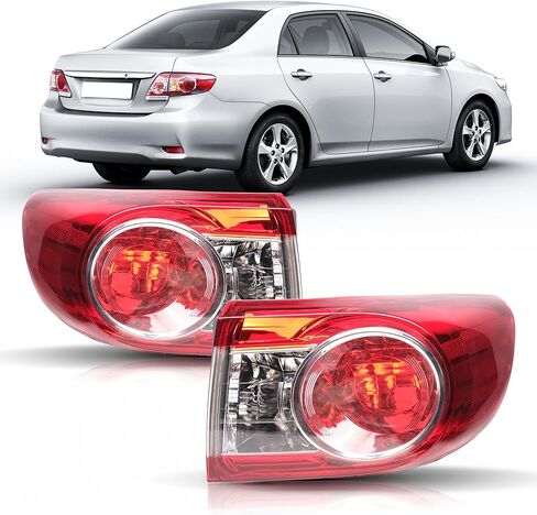 For 2009 2010 Toyota Corolla Tail Lights Assembly Inner+Outer Taillights Driver & Passenger Side, Rear Brake Lamp 4Pcs, Red in Saudi Arabia