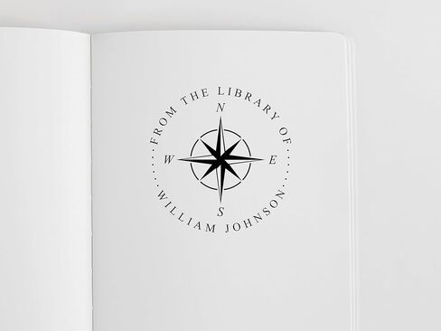 مزخرف كتاب البوصلة المخصص، ختم كتاب التاريخ، مزخرف كتب المكتبة من نوع المغامرات، من مكتبة الطوابع in Saudi Arabia
