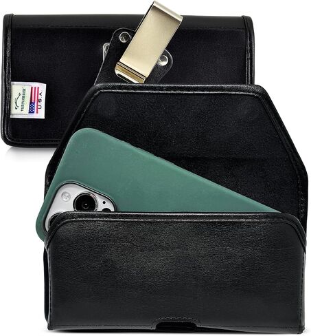 Turtleback Premium Leather Phone Holster for iPhone 16 Pro Max, 15 Pro Max, 14 Pro Max, 13 Pro Max – Black Phone Belt Holder Fits Slim Cases – Phone Holster with Exclusive Leather Belt Clip in Kuwait
