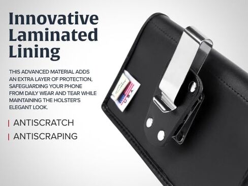 Turtleback Premium Leather Phone Holster for iPhone 16 Pro Max, 15 Pro Max, 14 Pro Max, 13 Pro Max – Black Phone Belt Holder Fits Slim Cases – Phone Holster with Exclusive Leather Belt Clip in Kuwait