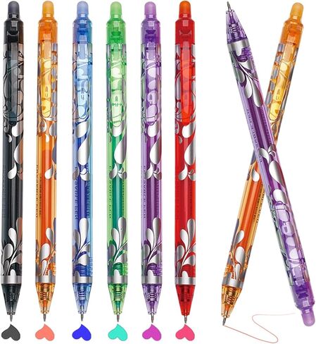 6Pcs Erasable Gel Pens Colored, 0.5mm Retractable Quick Dry Fine Point Pens, Smooth Writing Multicolor Pens for Office in Saudi Arabia