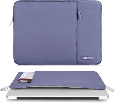 حافظة MOSISO متوافقة مع جهاز MacBook Air 13.6 بوصة إصدار 2022 A2681 M2، حقيبة كم رأسية من البوليستر وحافظة صلبة من البلاستيك وغطاء لوحة مفاتيح وواقي شاشة ومحول من النوع C قطعتان، رمادي لافندر in Saudi Arabia