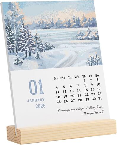 Mini Motivational Desk Calendar 2026-2027 New Year Christmas Gifts for Women Men 18 Month and Year at A Glance Small Inspirational Nature Stand Up Calendar for Home Office Decor January 2026-June 2027 in Saudi Arabia