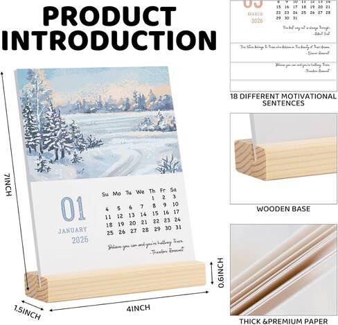 Mini Motivational Desk Calendar 2026-2027 New Year Christmas Gifts for Women Men 18 Month and Year at A Glance Small Inspirational Nature Stand Up Calendar for Home Office Decor January 2026-June 2027 in Saudi Arabia
