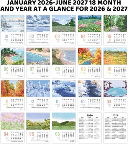 Mini Motivational Desk Calendar 2026-2027 New Year Christmas Gifts for Women Men 18 Month and Year at A Glance Small Inspirational Nature Stand Up Calendar for Home Office Decor January 2026-June 2027 in Saudi Arabia