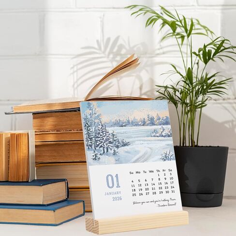Mini Motivational Desk Calendar 2026-2027 New Year Christmas Gifts for Women Men 18 Month and Year at A Glance Small Inspirational Nature Stand Up Calendar for Home Office Decor January 2026-June 2027 in Saudi Arabia