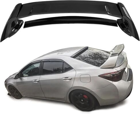 IKON MOTORSPORTS Pre-Painted Trunk Spoiler, Compatible with 2014-2021 Toyota Corolla Sedan, ABS Painted Gloss Black Trunk Boot Lip Spoiler Wing Deck Lid in Saudi Arabia