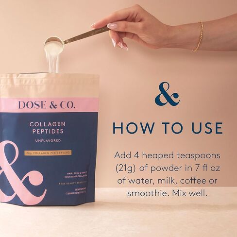 DOSE & CO. Pure Collagen Peptides for Hair, Skin & Nails, Unflavored - 10oz Powder Supplement in Kuwait