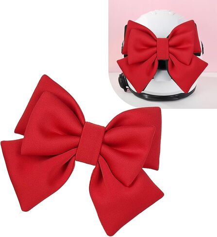 1 PC Motorcycle Helmet Large Bow Decoration, 7.9" x 10.2" Ribbon Bows for Helmet, Big Solid Color Bowknot Accessory, Cute Fashion Ornament Accessory for Motorcycle Electric Vehicle (Red) in Saudi Arabia