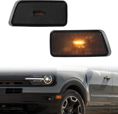 مصابيح جانبية LED للمصد الأمامي لسيارة Ford Bronco Sport 2021 2022 2023 2024، مجموعة مصابيح التحديد الجانبية للحاجز الأمامي عدسة صفراء كهرمانية، مصابيح علامة المصد، عبوتان in Kuwait