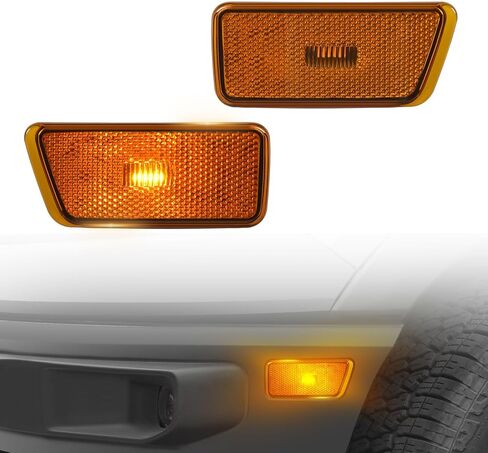 مصابيح جانبية LED للمصد الأمامي لسيارة Ford Bronco Sport 2021 2022 2023 2024، مجموعة مصابيح التحديد الجانبية للحاجز الأمامي عدسة صفراء كهرمانية، مصابيح علامة المصد، عبوتان in Kuwait