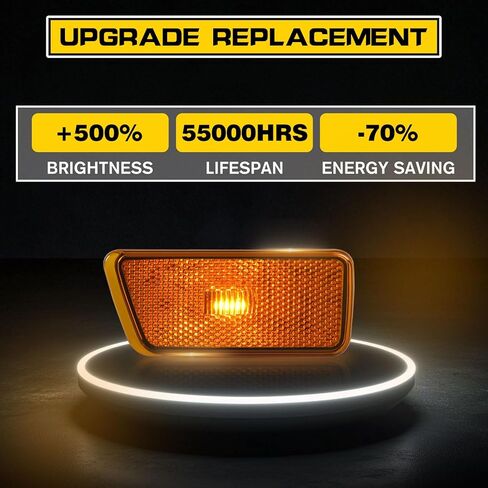 مصابيح جانبية LED للمصد الأمامي لسيارة Ford Bronco Sport 2021 2022 2023 2024، مجموعة مصابيح التحديد الجانبية للحاجز الأمامي عدسة صفراء كهرمانية، مصابيح علامة المصد، عبوتان in Kuwait