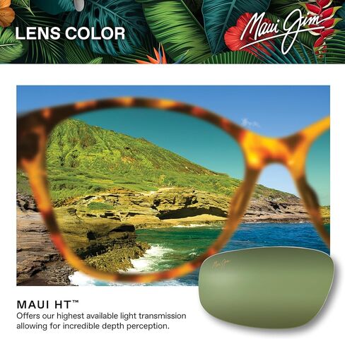 Maui Jim Maluhia Square Sunglasses, Shiny Dark Havana W/Trans Yllw/Hcl Bronze Polarized, Medium in Kuwait