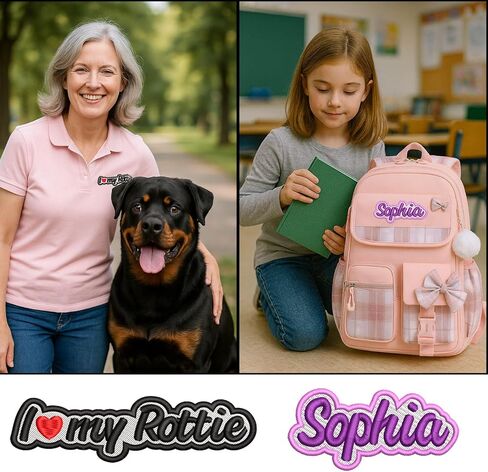 Custom Embroidered Name Patch – Personalized Iron-On or Sew-On Patch or Badge with Freehand Border, Custom Tag with Text for Uniforms, Backpacks, Dog Harnesses, Jackets, Gifts in Saudi Arabia