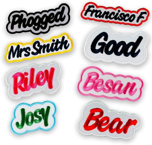 Custom Embroidered Name Patch – Personalized Iron-On or Sew-On Patch or Badge with Freehand Border, Custom Tag with Text for Uniforms, Backpacks, Dog Harnesses, Jackets, Gifts in Saudi Arabia