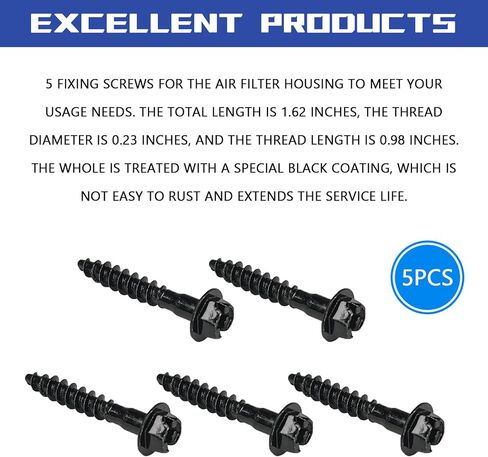 برغي صندوق فلتر الهواء لسيارة جيب جنرال موتورز كرايسلر شيفروليه دودج بونتياك، مسامير تثبيت غلاف فلتر الهواء BAS01003 11549031 6509605AA مسامير تثبيت غطاء منظف فلتر المحرك الفولاذي (5 عبوات) in Kuwait