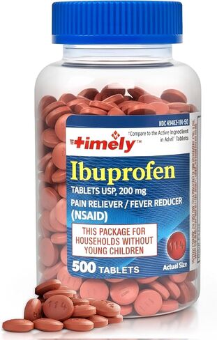 Timely - Ibuprofen 200mg - 1000 Tablets - Compared to Advil Tablets - Pain Relief Tablets and Fever Reducer for Adults - for Headache Relief, Menstrual Pain, Tooth and Muscular Aches in Kuwait