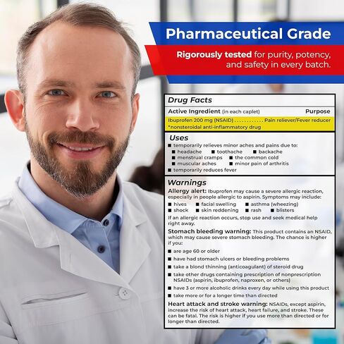 Timely - Ibuprofen 200mg - 1000 Tablets - Compared to Advil Tablets - Pain Relief Tablets and Fever Reducer for Adults - for Headache Relief, Menstrual Pain, Tooth and Muscular Aches in Kuwait