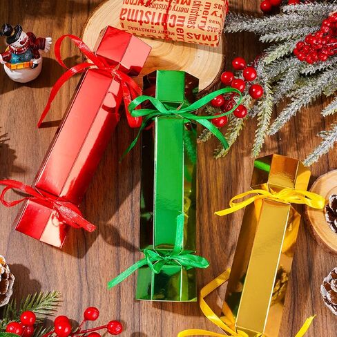 Whaline 60 Packs Christmas No-Snap Party Table Favors DIY Red Green Gold Color Christmas Paper Cracker Candy Boxes with Ribbon for Xmas Gift Stocking Stuffers Holiday Party Dinner Traditions Decor in Saudi Arabia