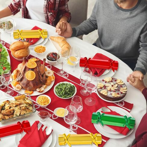 Whaline 60 Packs Christmas No-Snap Party Table Favors DIY Red Green Gold Color Christmas Paper Cracker Candy Boxes with Ribbon for Xmas Gift Stocking Stuffers Holiday Party Dinner Traditions Decor in Saudi Arabia