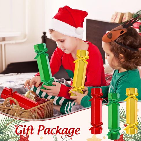 Whaline 60 Packs Christmas No-Snap Party Table Favors DIY Red Green Gold Color Christmas Paper Cracker Candy Boxes with Ribbon for Xmas Gift Stocking Stuffers Holiday Party Dinner Traditions Decor in Saudi Arabia