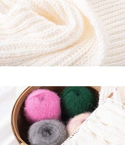 6 Balls Angora Mohair Wool Yarn Soft Fingering Baby Mohair Cashmere Hand Crochet Yarn for Knitting DIY Scarf Sweater Thread 300g (White) in Saudi Arabia