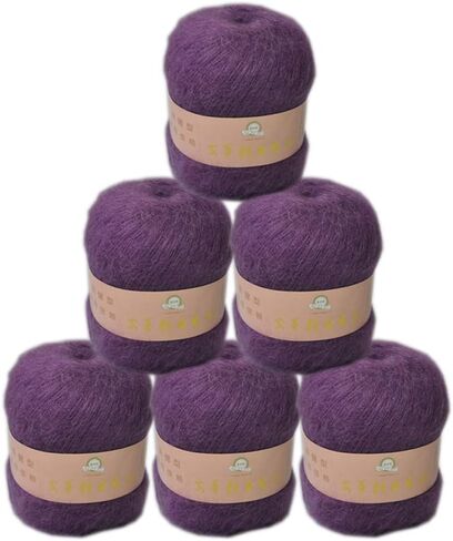 6 Balls Angora Mohair Wool Yarn Soft Fingering Baby Mohair Cashmere Hand Crochet Yarn for Knitting DIY Scarf Sweater Thread 300g (White) in Saudi Arabia