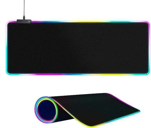 RGB Gaming Mouse Pad, Extended XXL Big Size, 14 Mode Spectrum 7 Colors LED Light Up Border, Black, 1.8 USB Cable in Saudi Arabia