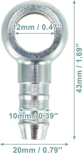 ACROPIX 12mm Diameter 10 mm OD Banjo Hose Barb Bolt Fittings Universal Banjo Fitting Fuel Line Adapter Connector for Motorcycle Car Silver Tone - Pack of 2 in Saudi Arabia