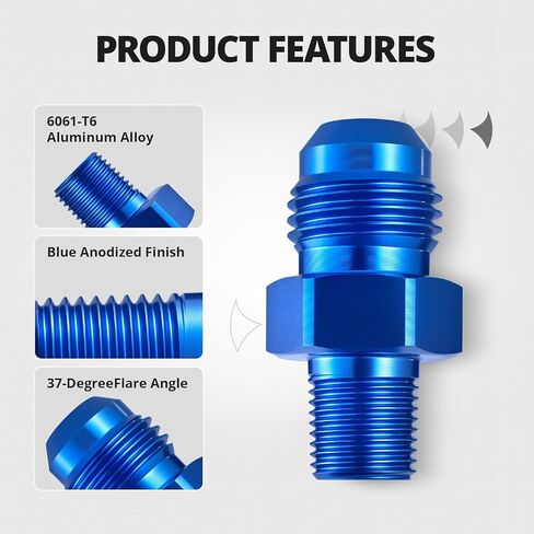 EVIL ENERGY 6AN Male to 1/8 NPT Flare Adapter Straight Fitting for Fuel, Cooling Systems Aluminum Alloy Blue in Saudi Arabia