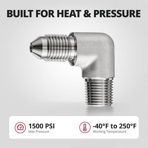 EVIL ENERGY 3AN Male Flare to 1/8" NPT Male 90 Degree Adapter Fitting for Fuel, Power Steering Systems Connections, Stainless Steel Silver in Saudi Arabia