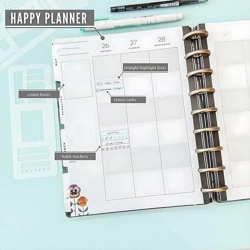 Planner Stencils for Journaling Handmade Flexible Record Template for Checklists,Text Boxes,Lines Daily Planning,DIY Scrapbooking Templates in Saudi Arabia