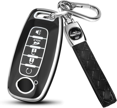 FT FUNTOR لغطاء مفاتيح Nissan، 3 أزرار سوداء من مادة TPU مع سلسلة مفاتيح، متوافق مع 2023 2024 2025 Nissan Pathfinder Rogue Kicks (3 وردي) in Kuwait