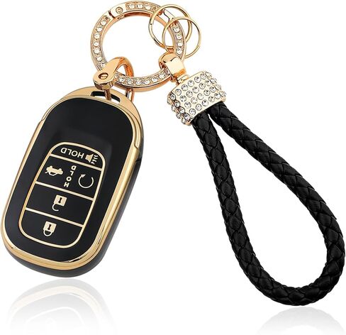 TPU Key Fob Cover with Bling Keychain, Compatible with Honda Accord Civic HR-V CR-V Pilot Sport SI EX EX-L Touring 2022 2023 2024 2025 2026, 4/5 Button, Black in Saudi Arabia