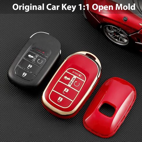 TPU Key Fob Cover with Bling Keychain, Compatible with Honda Accord Civic HR-V CR-V Pilot Sport SI EX EX-L Touring 2022 2023 2024 2025 2026, 4/5 Button, Black in Saudi Arabia