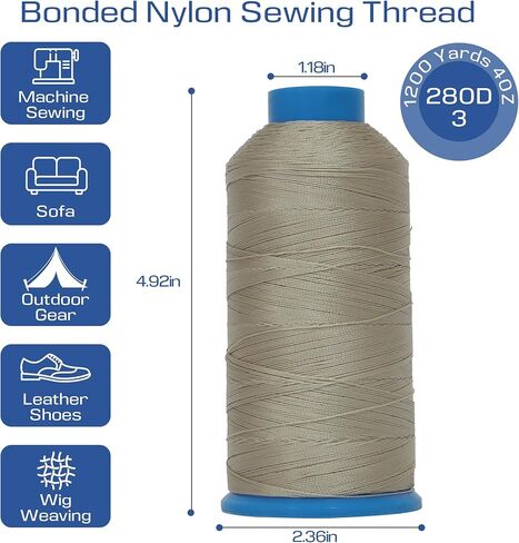 Heavy Duty Bonded Nylon 66 Sewing Thread 280D/3#92 T90 1200Yards for Canvas Furniture Upholstery Leather Goods Leather Footwear Outdoors (Black) in Saudi Arabia