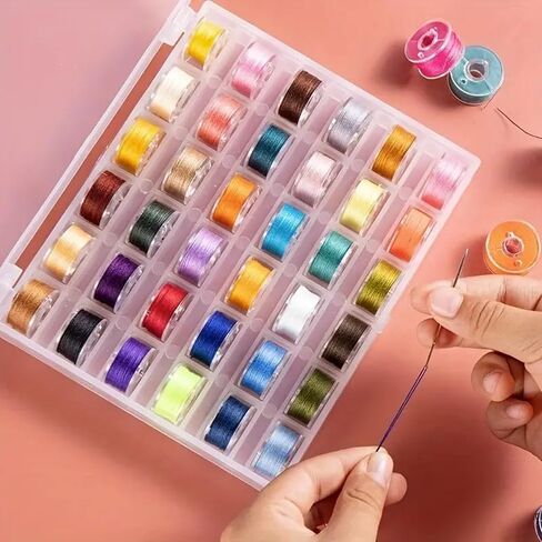 36pcs/Set Bobbin with Sewing Thread, 36 Grids Boxed Color Bobbins, Practical Replacement Simple Installation Household for Sewing Machine in Saudi Arabia