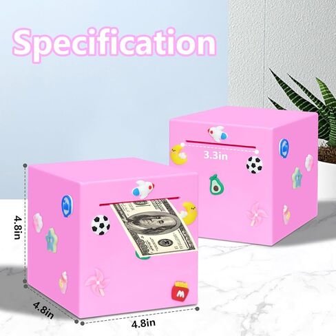 بنك بيجي للأطفال والكبار، بنك أموال غير قابل للفتح، ملصق لطيف على شكل خنزير يمكنك صنعه بنفسك، يجب أن ينكسر لفتح بنك بيجي - صندوق نقود ABS، 4.72 بوصة (وردي) in Kuwait