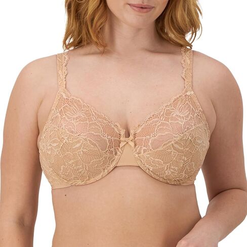 Bali Lace Desire Underwire Bra, Full-Coverage Lace Bra with Underwire Cups, Plunging Underwire Bra for Everyday Comfort in Saudi Arabia