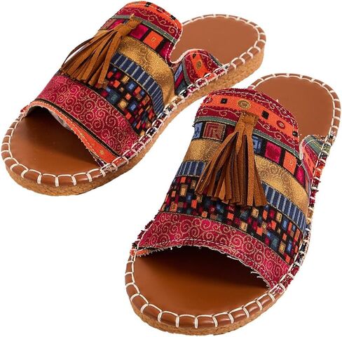 Verdusa Women's Canvas Open Toe Flat Sandals Casual Outdoor Slide Sandals in Kuwait