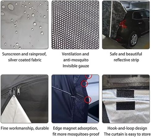 Tailgate Tent SUV Camping Awning Shade Compatible with for Mitsubishi Pajero Montero 1991–1999 V20 V30 V40 Camping Auto Shade Smooth Ventilation,C-Three Side Extension-Beige in Saudi Arabia