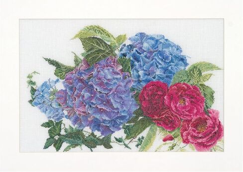 Thea Gouverneur - Counted Cross Stitch Kit - Blue Hydrangea - Aida - 16 count - Embroidery Kits for Adults - Crafts - DMC Embroidery Threads and other Cross Stitch Supplies Included - 2046A in Saudi Arabia