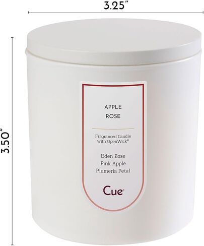 شمعة معطرة برائحة التفاح والورد من CUE | مزيج شمع جوز الهند والصويا | وقت الحرق 70 ساعة | لون أبيض 14 أونصة in Saudi Arabia