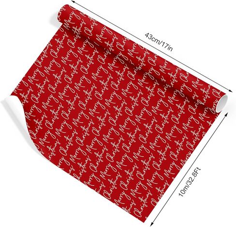 JarThenaAMCS Merry Christmas Wrapping Paper -Mini Roll- 17 Inch x 32.8Ft Red Gift Wrap Paper Xmas Art Paper for Holiday Birthday Baby Shower DIY Crafts in Saudi Arabia