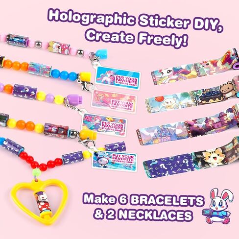 Plunack 960pcs مقاوم للماء وقابل للارتداء ومشاركة للأطفال ، سوار مع كتاب جمع الملصقات ، ملصقات حرفية ممتعة هدية عيد ميلاد الفتيات ، مجموعة أساور لصنع المجوهرات للأعمار 5 6 7 8 in Kuwait
