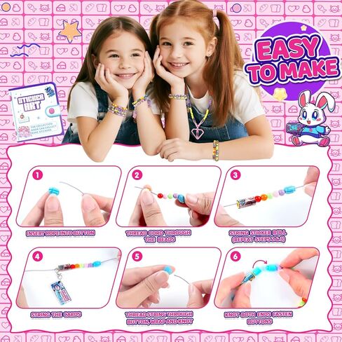 Plunack 960pcs مقاوم للماء وقابل للارتداء ومشاركة للأطفال ، سوار مع كتاب جمع الملصقات ، ملصقات حرفية ممتعة هدية عيد ميلاد الفتيات ، مجموعة أساور لصنع المجوهرات للأعمار 5 6 7 8 in Kuwait